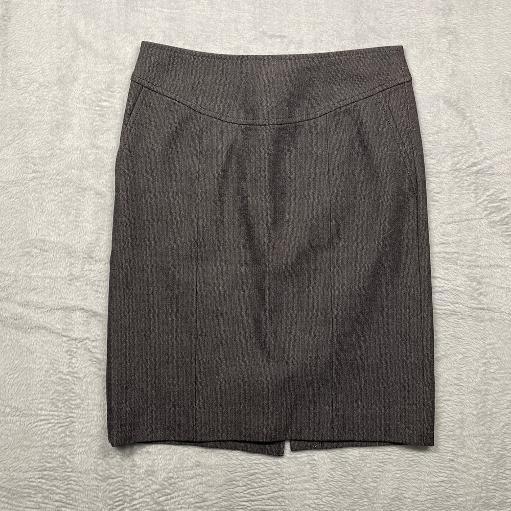 Banana Republic Pencil Skirt‎ Womens 00P Brown Herringbone Stretch Professional